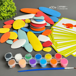 Развивающий игровой набор для малышей «Логические Камешки с красками и карточками»